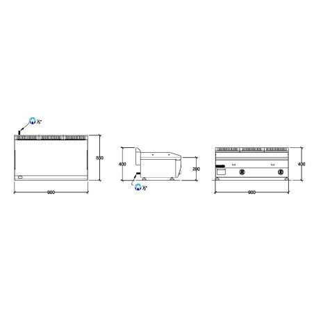 Dimensions plancha gaz chrome 88x43x1.5cm REPAGAS