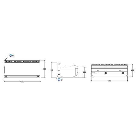 Dimensions plancha gaz chrome 118x43x1.5cm REPAGAS