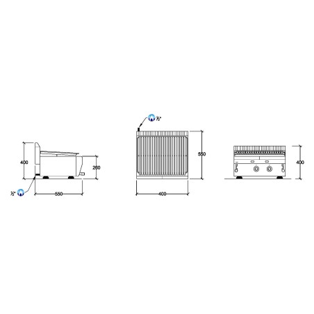 Dimensions grill pierre de lave gaz 40x43cm REPAGAS