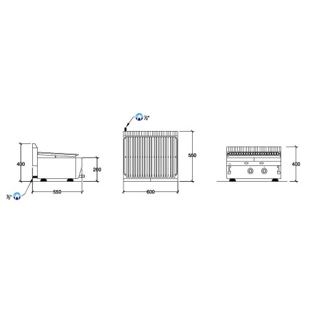 Dimensions grill pierre de lave gaz 60x43cm REPAGAS