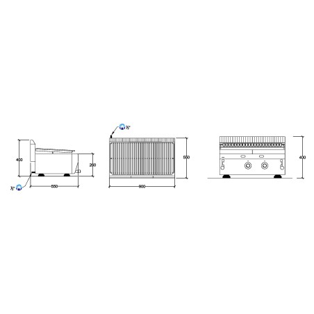 Dimensions grill pierre de lave gaz 90x43cm REPAGAS