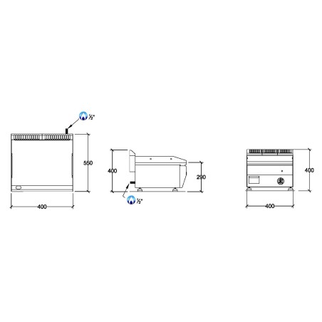 Dimensions plancha gaz 38x43x1.5cm REPAGAS