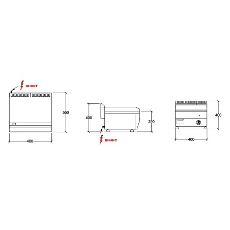 Dimensions plancha 400V 38x43x1.5cm REPAGAS