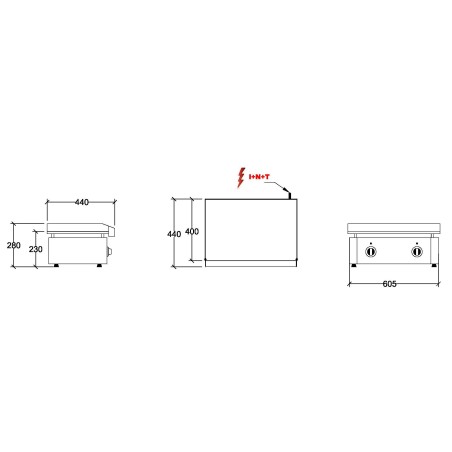 Dimensions plancha 220V acier rectifié 59x39x1.2cm REPAGAS