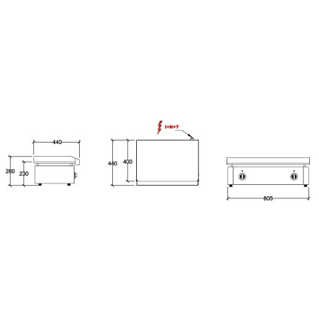 Dimensions plancha 220V acier rectifié 78x39x1.2cm REPAGAS