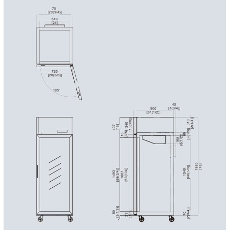 Armoire réfrigérée GN 2/1 670 litres positive ventilée ATOSA ref. MCF8604GR