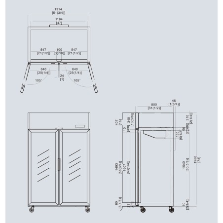 Armoire réfrigérée GN 2/1 1300 litres positive ventilée ATOSA ref. MCF8605GR