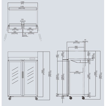 Armoire réfrigérée positive vitrée 900 litres ATOSA ref. YCF9402GR