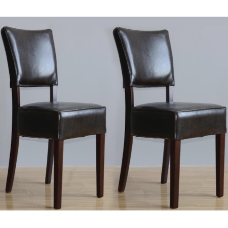 2 chaises simili cuir marron foncé BOLERO