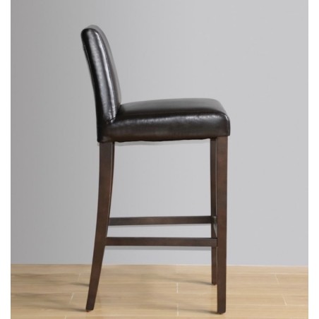 Tabouret de bar avec dossier simili cuir marron foncé BOLERO