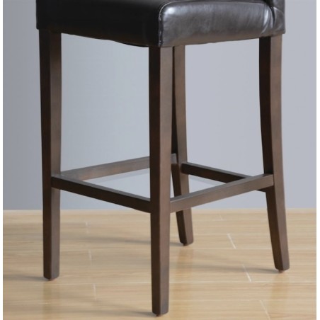 Tabouret de bar avec dossier simili cuir marron foncé BOLERO