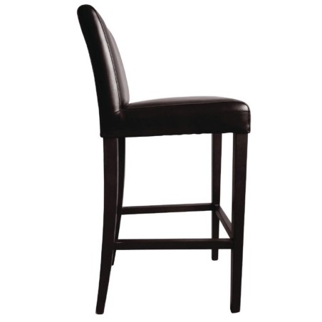 Tabouret de bar avec dossier simili cuir marron foncé BOLERO