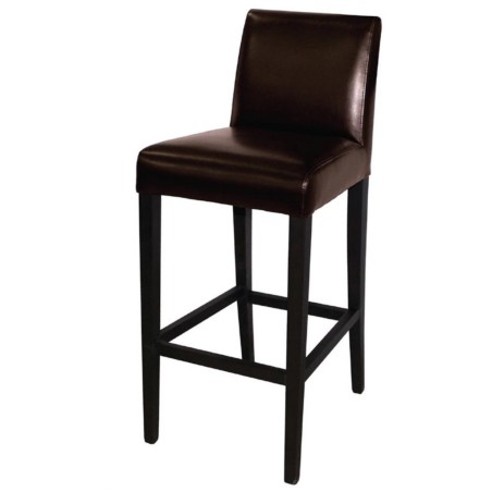 Tabouret de bar avec dossier simili cuir marron foncé BOLERO