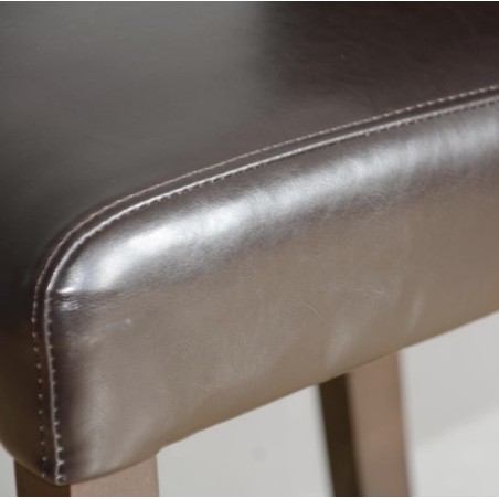 Tabouret de bar avec dossier simili cuir marron foncé BOLERO