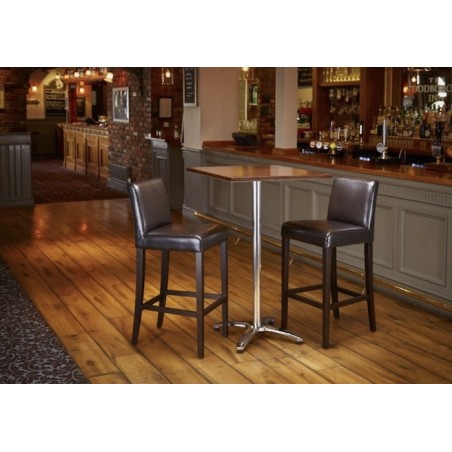 Tabouret de bar avec dossier simili cuir marron foncé BOLERO