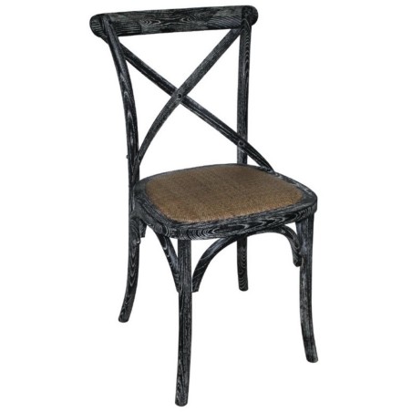 Chaises bois patiné noir avec dossier croisé BOLERO (lot de 2)