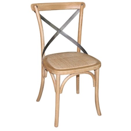 Chaises bois patiné naturel avec dossier croisé BOLERO (lot de 2)