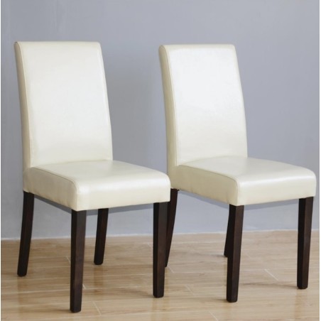 Chaises en simili cuir crème BOLERO (lot de 2) Chaises en simili cuir crème BOLERO (lot de 2)