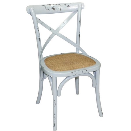 Chaises bois patiné bleu clair avec dossier croisé BOLERO (lot de 2)