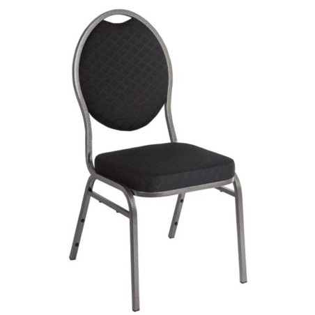 Chaises de banquet tissus noir dossier ovale BOLERO (lot de 4)