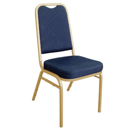 Chaises de banquet tissus bleu cadre doré BOLERO (lot de 4)