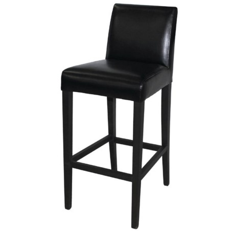 Tabouret de bar avec dossier simili cuir noir BOLERO