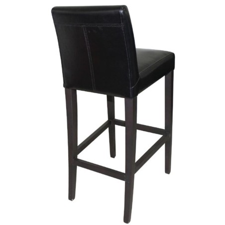 Tabouret de bar avec dossier simili cuir noir BOLERO