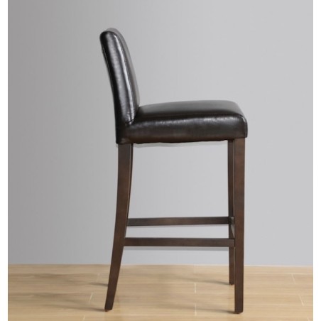 Tabouret de bar avec dossier simili cuir noir BOLERO