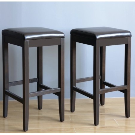 Tabourets de bar simili cuir noir BOLERO (lot de 2)