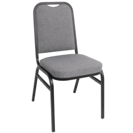 Chaise de banquet tissus gris cadre noir BOLERO (lot de 4)