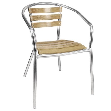 Fauteuils empilables frêne/alu BOLERO (lot de 4)