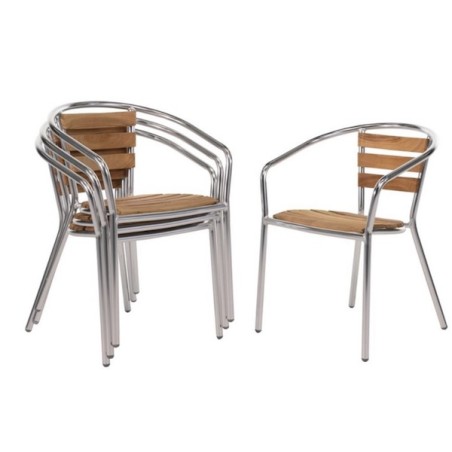 Fauteuils empilables frêne/alu BOLERO (lot de 4)