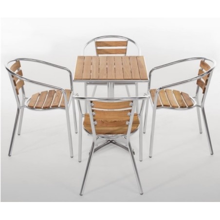 Fauteuils empilables frêne/alu BOLERO (lot de 4)