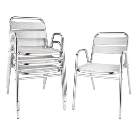 Fauteuils alu empilables BOLERO (lot de 4) Fauteuils alu empilables BOLERO (lot de 4)