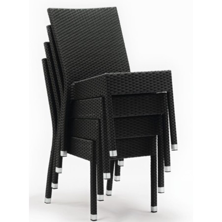 Chaises osier PE anthracite BOLERO (lot de 4)