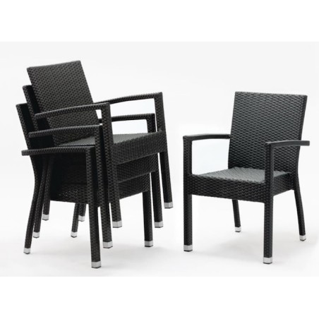 Fauteuils osier PE anthracite BOLERO (lot de 4) 