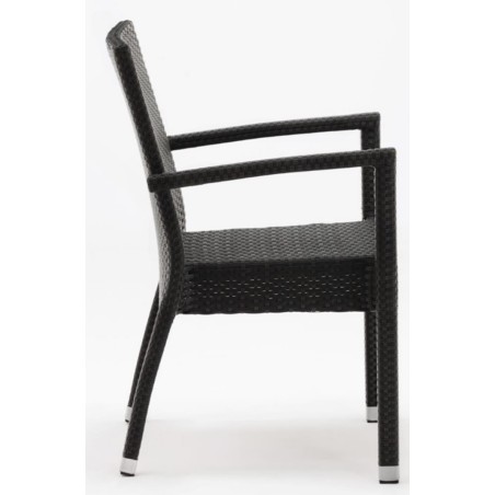 Fauteuils osier PE anthracite BOLERO (lot de 4) 