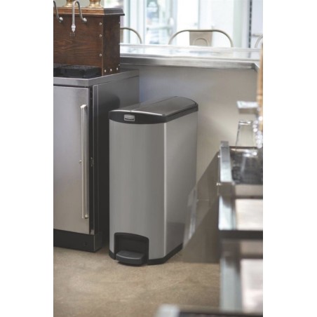 Poubelle inox 50 litres pédale latérale RUBBERMAID