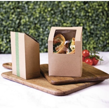 Boite à wrap/tortilla Kraft compostable + PLA (x500) VEGWARE