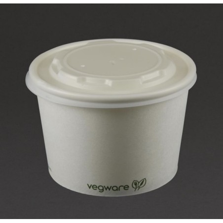 Couvercle pour bol à soupe/ glace compostable  +PLA (x500)  VEGWARE