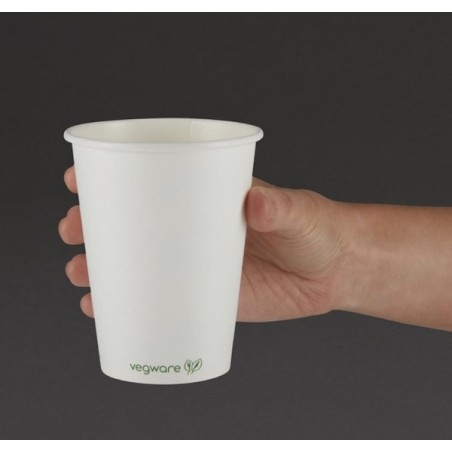 Gobelets blancs chaud/froid compostables papier + PLA (x1000) VEGWARE