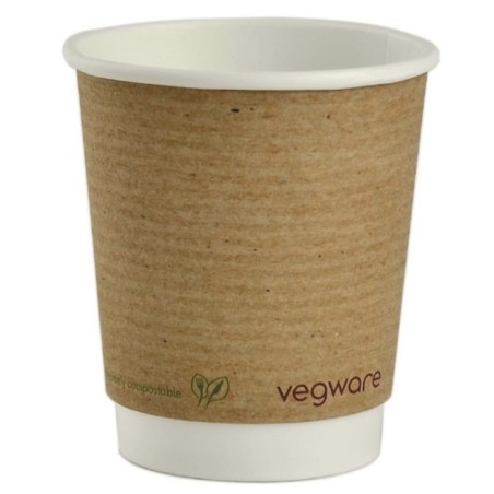 Gobelets double paroi 23 cl chaud/froid compostable papier + PLA (x500) VEGWARE