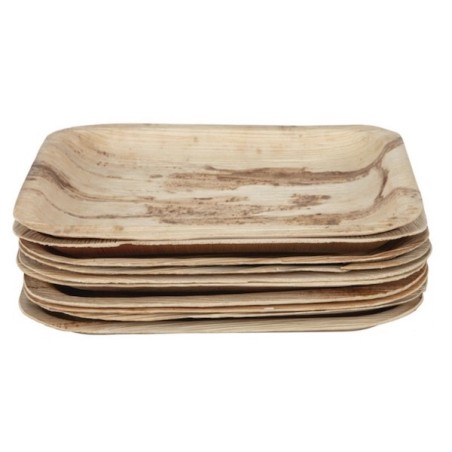 Assiette plate carrée (taille M) compostable en feuilles de palmier (x100) FIESTA GREEN