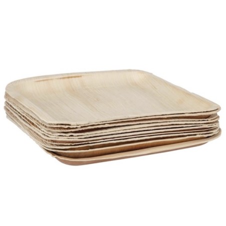 Assiette plate carrée (taille L) compostable en feuilles de palmier (x100) FIESTA GREEN