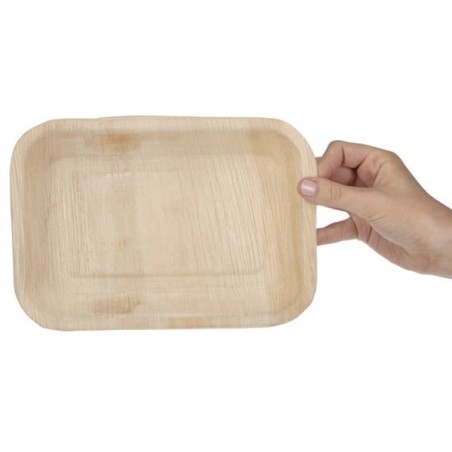 Grande assiette rectangulaire compostable en feuilles de palmier (x100) FIESTA GREEN 