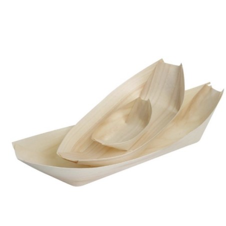 Assiettes en peuplier pirogue (3 tailles) compostable en peuplier (x100) FIESTA GREEN