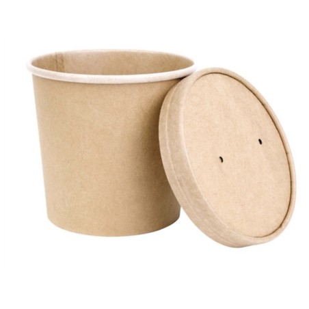 Couvercle pour pot à soupe papier PLA compostable (x500) FIESTA GREEN