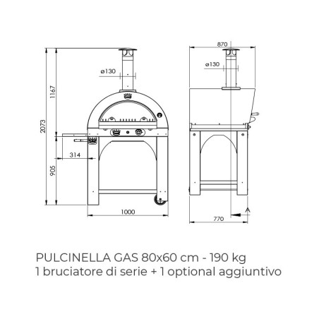 Four à pizza gaz Pulcinella 80 + base CLEMENTI