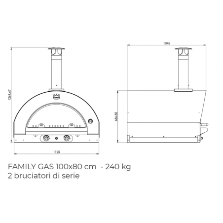 Four à pizza gaz Maxi Family toit inox CLEMENTI