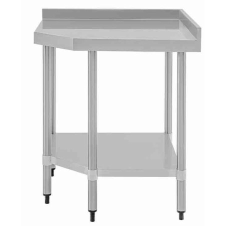 Table d'angle inox +adossement 800 x 600 x 900 mm VOGUE